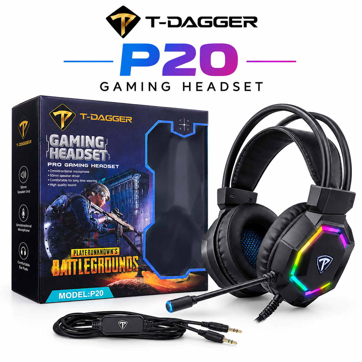 3 🎮 T-DAGGER P20 Gaming Headset - الصورة 1