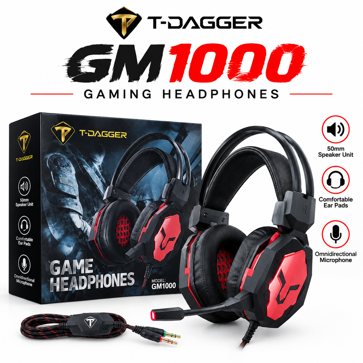 4 🎧 T-DAGGER GM1000 Gaming Headphones - الصورة 1